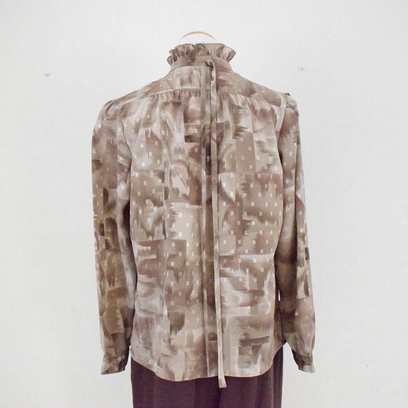 Vintage 70s Mockneck Button up Secretary Blouse‎ - Picture 4 of 9